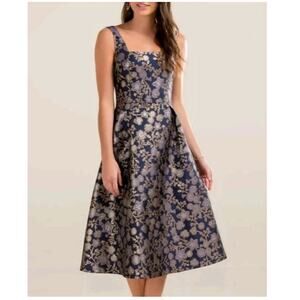 francesca's navy blue floral dress Francesca Blue Toile Maxi Dress – Confetti Boutique main image 1